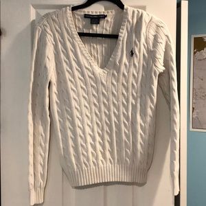 Ralph Lauren cotton cable v neck sweater
